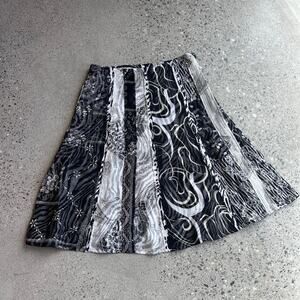 Chico’s Women’s Size 0 Skirt Black White Patchwork A-Line Skirt Lightweight Y2K